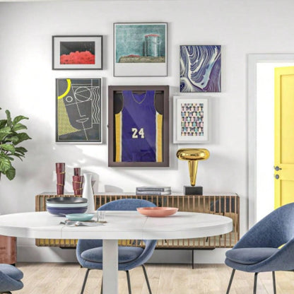 HOMCOM 24x 32 Jersey Display, Wall - Mounted Memorabilia Acrylic Shadow Box with Hanger, Brown