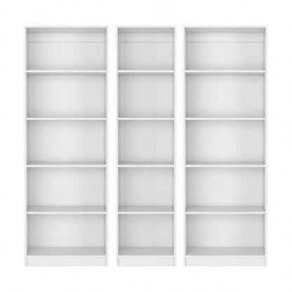 Olson 3 Piece Living Room Set with 3 Bookcases, White