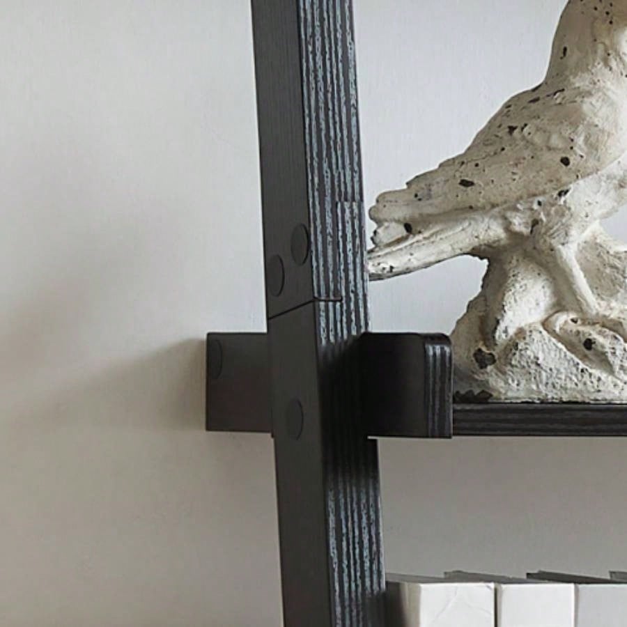 Bookcase ladder five shelf popular modern design multi - depth shelves with rounded shelf barrier corners