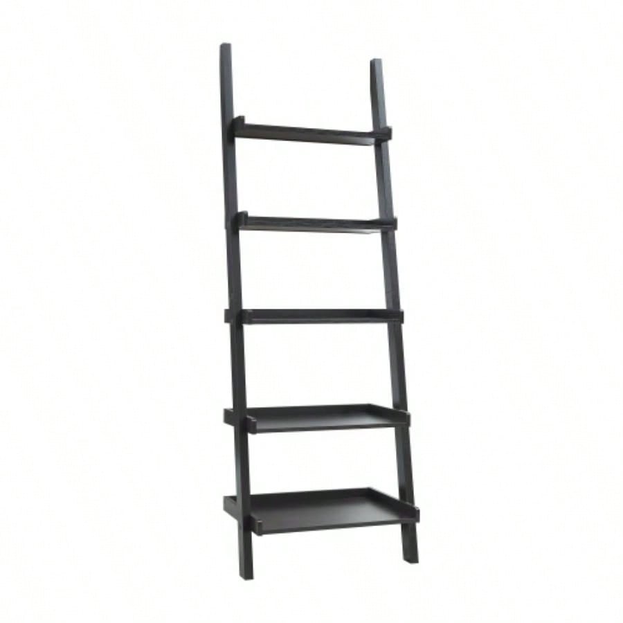 Bookcase ladder five shelf popular modern design multi - depth shelves with rounded shelf barrier corners