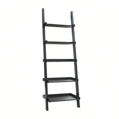 Bookcase ladder five shelf popular modern design multi - depth shelves with rounded shelf barrier corners