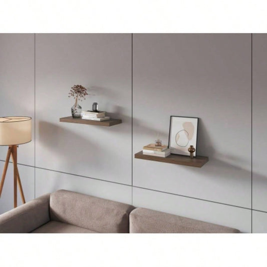 FM FURNITURE Iva Floating shelf in melamine, Gray Walnut