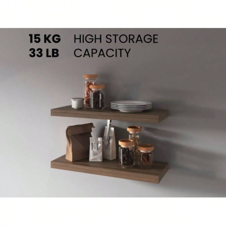 FM FURNITURE Iva Floating shelf in melamine, Gray Walnut