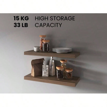 FM FURNITURE Iva Floating shelf in melamine, Gray Walnut