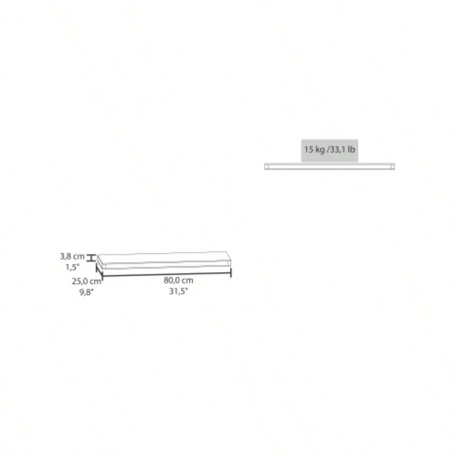 FM FURNITURE Iva Floating shelf in melamine, Gray Walnut