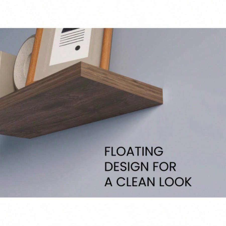 FM FURNITURE Iva Floating shelf in melamine, Gray Walnut