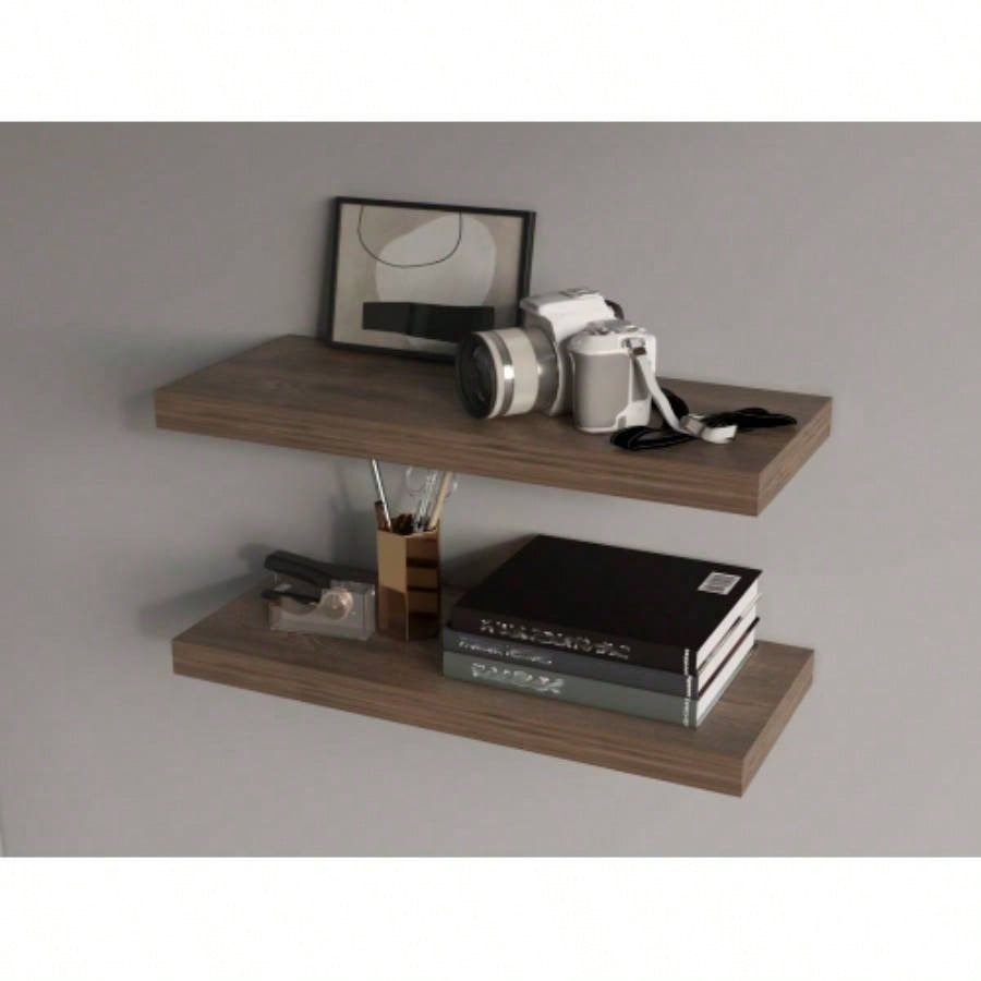 FM FURNITURE Iva Floating shelf in melamine, Gray Walnut