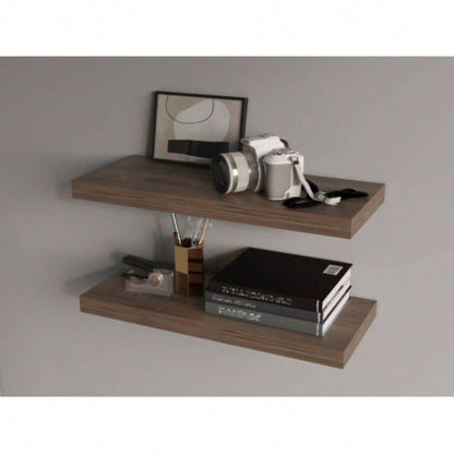 FM FURNITURE Iva Floating shelf in melamine, Gray Walnut