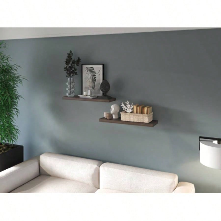 Floating Shelf, Living Room, Dark Walnut