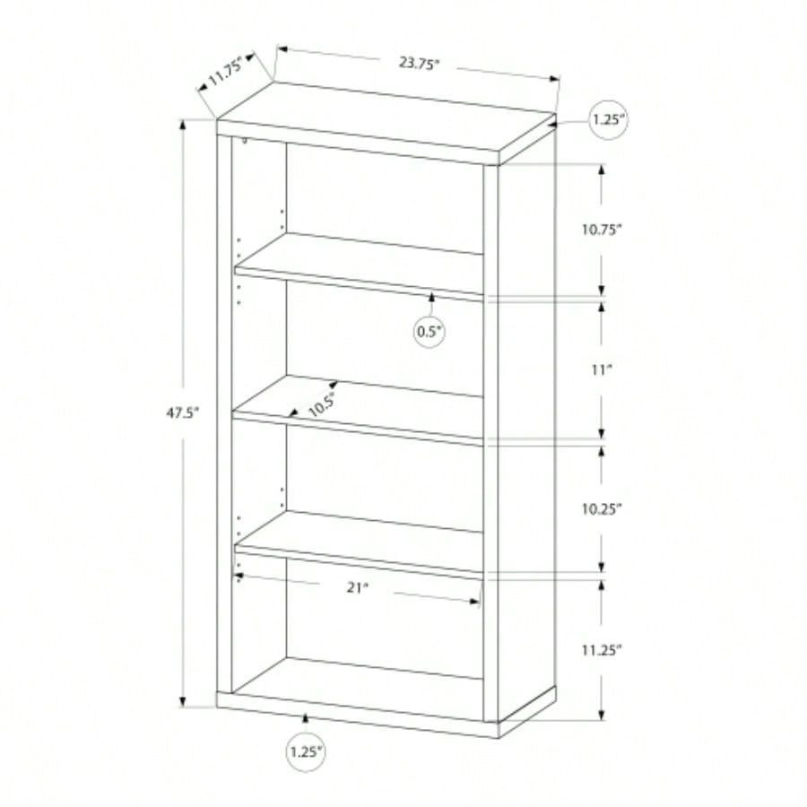 Bookshelf, Bookcase, Etagere, 5 Tier, 48h, Office, Bedroom, Laminate, Contemporary, Modern