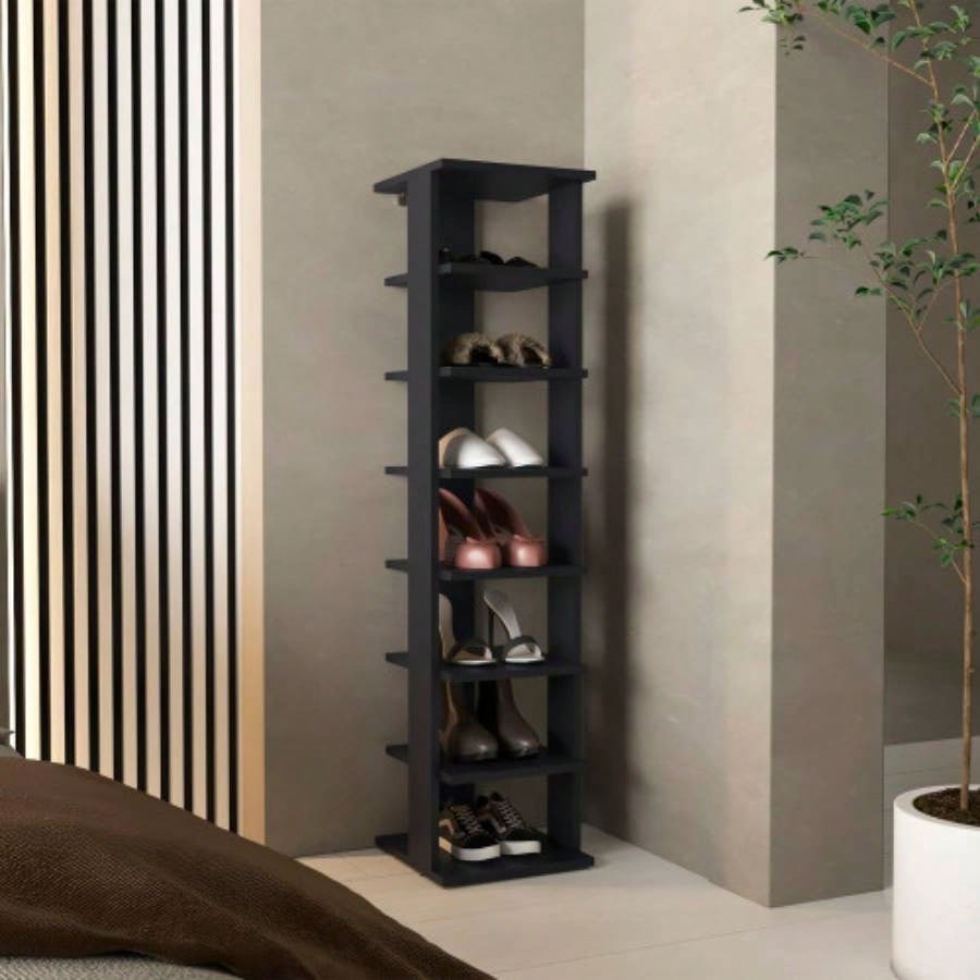 Shoe Rack, Black, Shelves
