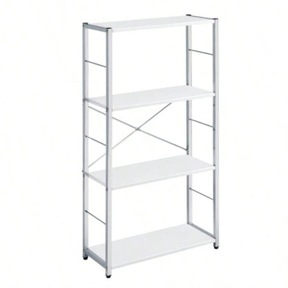 White and 4 - Tier Rectangular Bookshelf