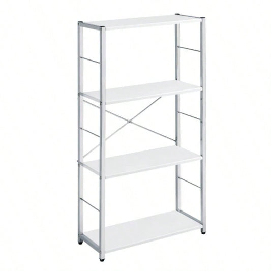 White and 4 - Tier Rectangular Bookshelf