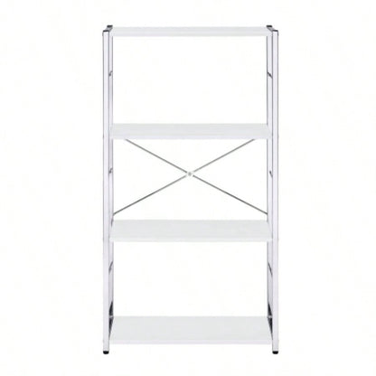White and 4 - Tier Rectangular Bookshelf