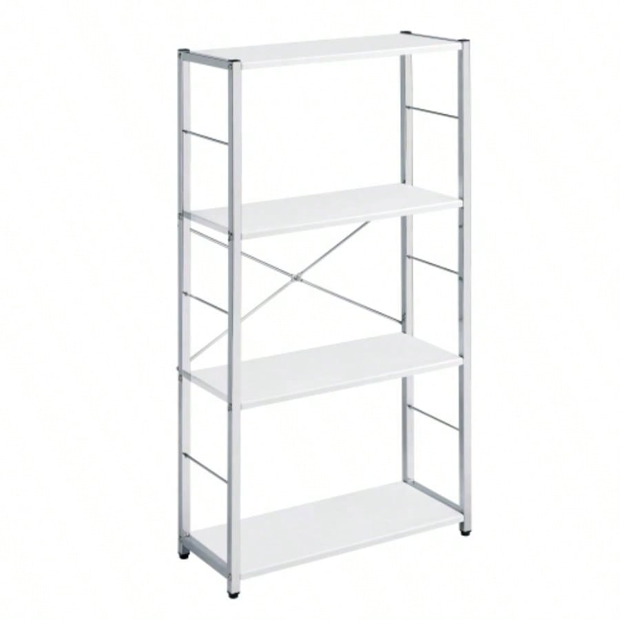 White and 4 - Tier Rectangular Bookshelf