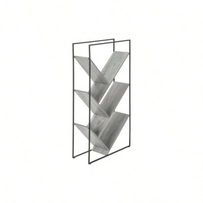 Bookshelf, Bookcase, Etagere, 3 Tier, 60h, Office, Bedroom, Laminate, Black Metal, Contemporary, Modern