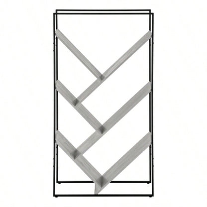 Bookshelf, Bookcase, Etagere, 3 Tier, 60h, Office, Bedroom, Laminate, Black Metal, Contemporary, Modern