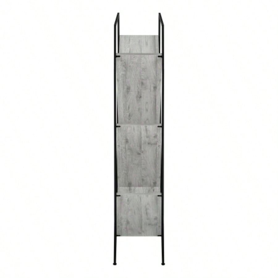 Bookshelf, Bookcase, Etagere, 3 Tier, 60h, Office, Bedroom, Laminate, Black Metal, Contemporary, Modern