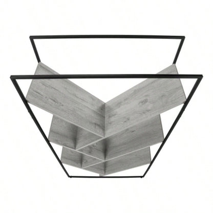 Bookshelf, Bookcase, Etagere, 3 Tier, 60h, Office, Bedroom, Laminate, Black Metal, Contemporary, Modern