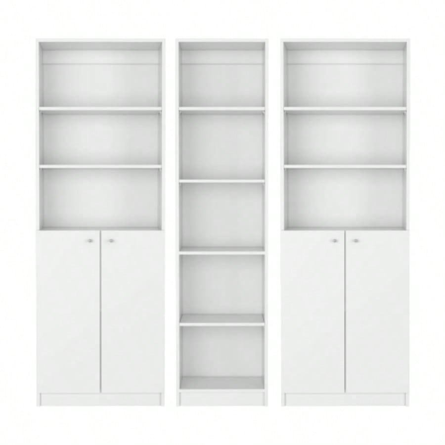 Levan 3 Piece Living Room Set with 3 Bookcases, White