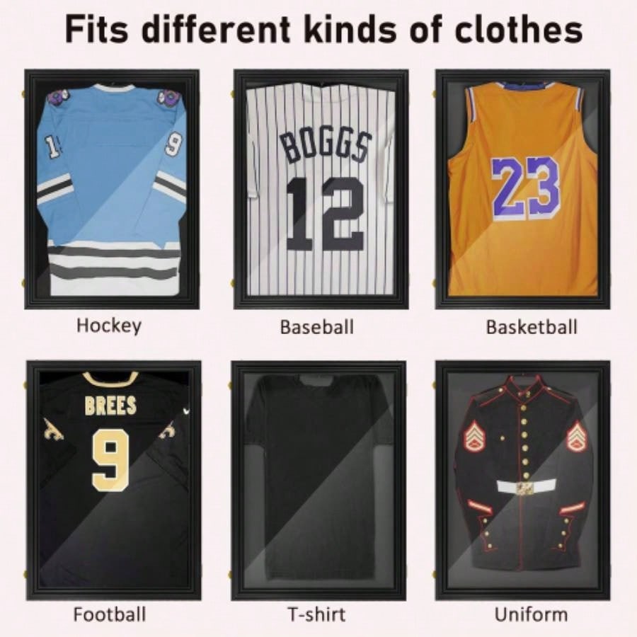 HOMCOM 24x 32 Jersey Frame Display, - Resistant Jersey Shadow Box with 2 Keys, Hanger, Black