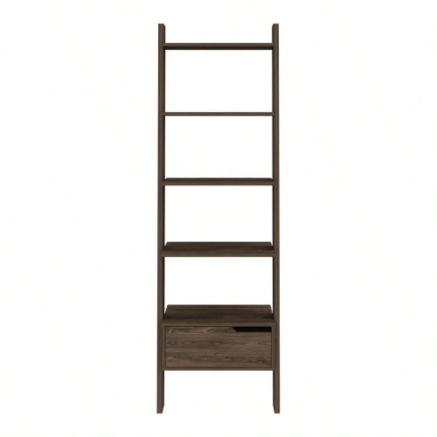 New Haven 1 - Drawer 4 - Shelf Ladder Bookcase Dark Walnut