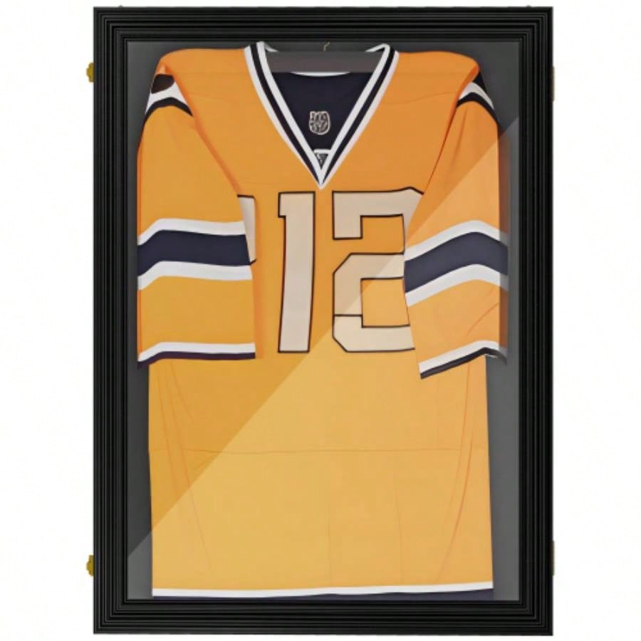 HOMCOM 24x 32 Jersey Frame Display, - Resistant Jersey Shadow Box with 2 Keys, Hanger, Black