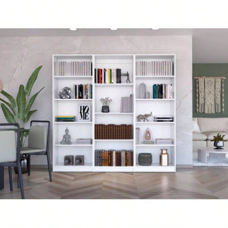 Blende 3 Piece Living Room Set with 3 Bookcases, White