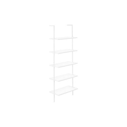 Bookshelf, Bookcase, Etagere, Ladder, 5 Tier, 72h, Office, Bedroom, White Laminate, White Metal, Contemporary, Modern