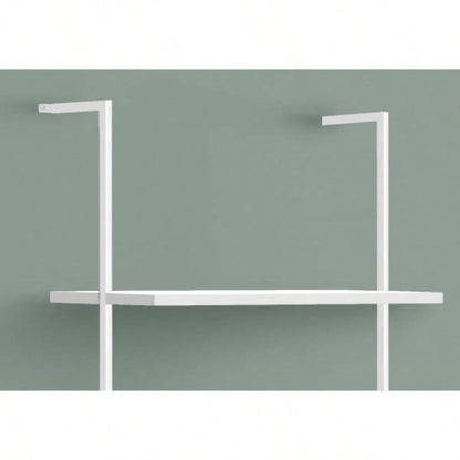 Bookshelf, Bookcase, Etagere, Ladder, 5 Tier, 72h, Office, Bedroom, White Laminate, White Metal, Contemporary, Modern