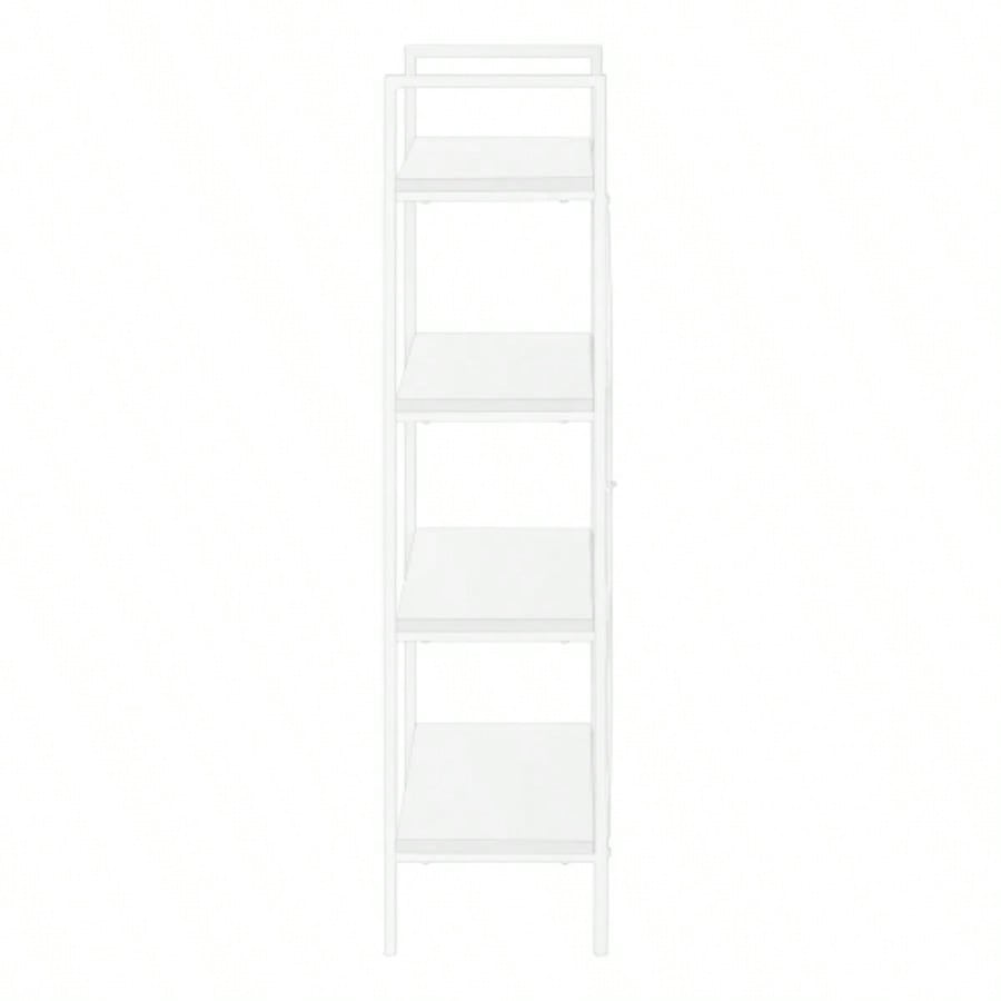 Bookshelf, Bookcase, 4 Tier, 48h, Office, Bedroom, White Laminate, White Metal, Contemporary, Modern