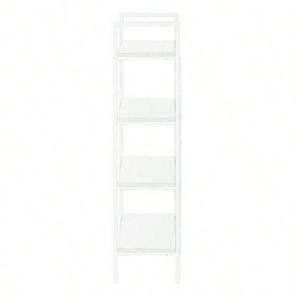 Bookshelf, Bookcase, 4 Tier, 48h, Office, Bedroom, White Laminate, White Metal, Contemporary, Modern