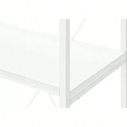 Bookshelf, Bookcase, 4 Tier, 48h, Office, Bedroom, White Laminate, White Metal, Contemporary, Modern