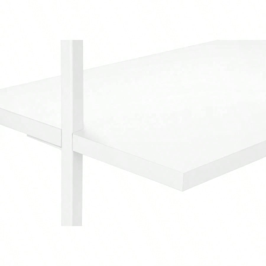 Bookshelf, Bookcase, Etagere, Ladder, 5 Tier, 72h, Office, Bedroom, White Laminate, White Metal, Contemporary, Modern