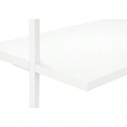 Bookshelf, Bookcase, Etagere, Ladder, 5 Tier, 72h, Office, Bedroom, White Laminate, White Metal, Contemporary, Modern