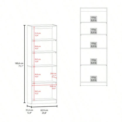 Home 2 Door Bookcase With Two Open Shelves And Concealed Storage, Stained Walnut