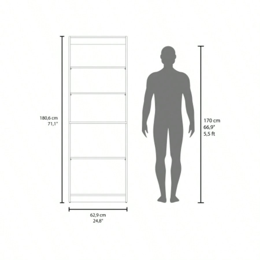 Home 2 Door Bookcase With Two Open Shelves And Concealed Storage, Stained Walnut