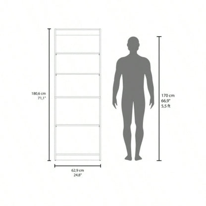 Home 2 Door Bookcase With Two Open Shelves And Concealed Storage, Stained Walnut
