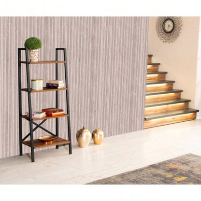 Leon 5 Tier Modern Ladder Bookshelf Organizers, Metal Frame Bookshelf Small Spaces in Your Living Rooms, Office Furniture Bookcase, White