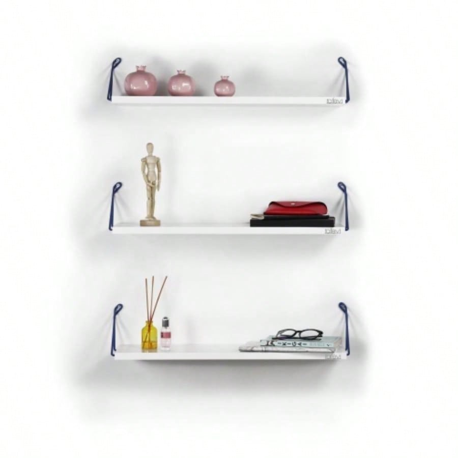 Altai Floating Wall Decor Wall Mounted Rustic Decorative Hanging Metal Bracket Triple Shelfs Books, Walnut/