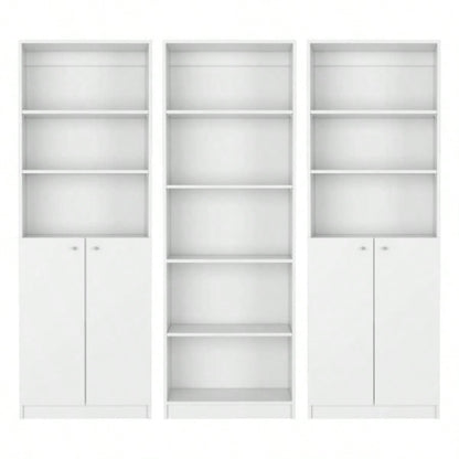 Salina 3 Piece Living Room Set with 3 Bookcases, White