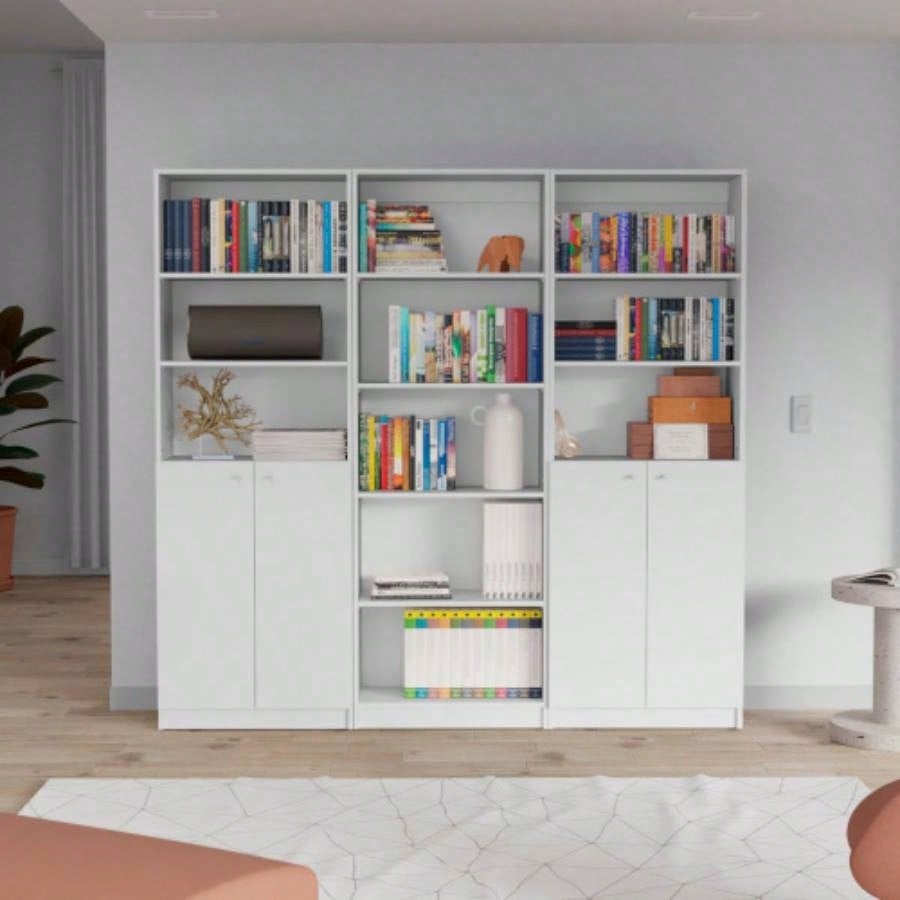 Salina 3 Piece Living Room Set with 3 Bookcases, White