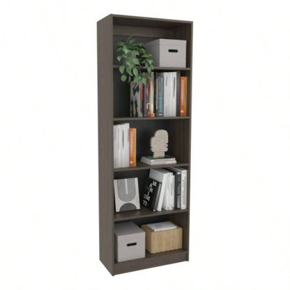 Home 4 Shelves Bookcase Kronos, Open Storage, Stained Walnut