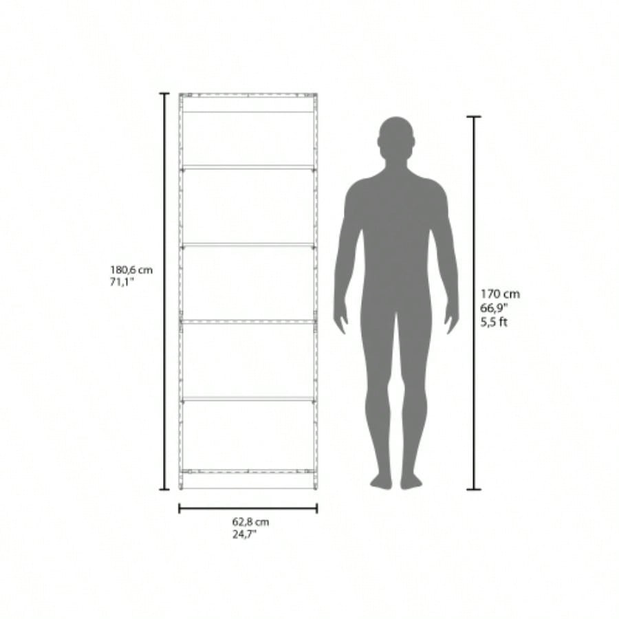 Home 4 Shelves Bookcase Kronos, Open Storage, Stained Walnut