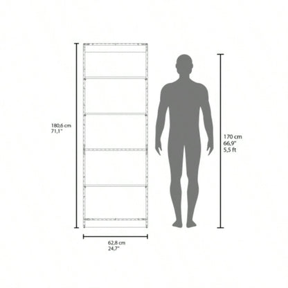 Home 4 Shelves Bookcase Kronos, Open Storage, Stained Walnut