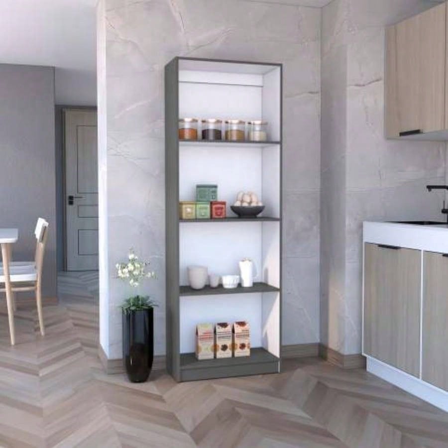 Home 4 Shelves Bookcase Kronos, Open Storage, Stained Walnut