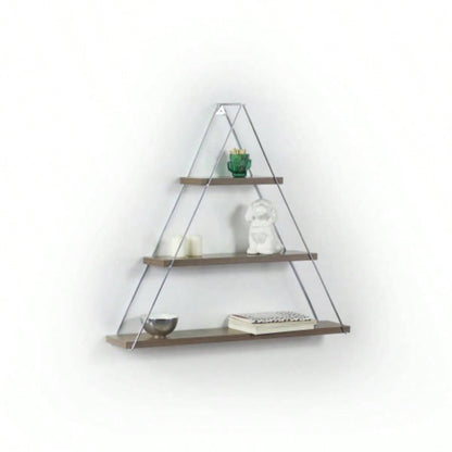 Moset Floating Wall Decor Wall Mounted Rustic Decorative Hanging Metal Bracket Shelf Books, Walnut/
