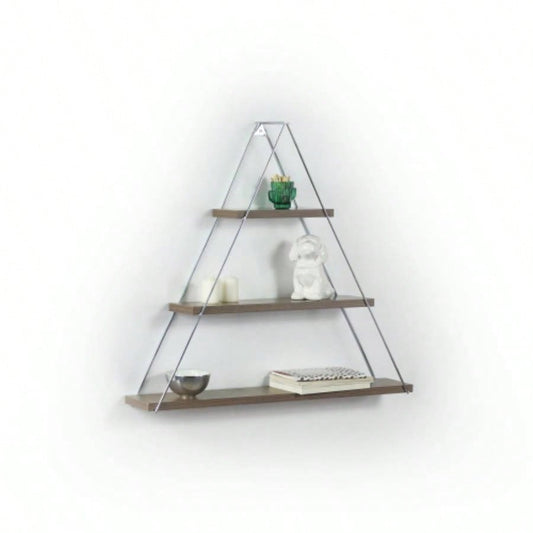 Moset Floating Wall Decor Wall Mounted Rustic Decorative Hanging Metal Bracket Shelf Books, Walnut/