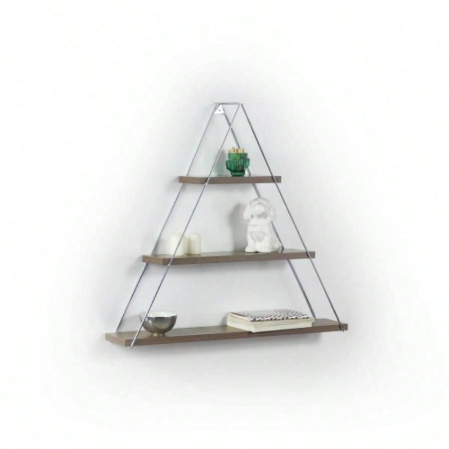 Moset Floating Wall Decor Wall Mounted Rustic Decorative Hanging Metal Bracket Shelf Books, Walnut/