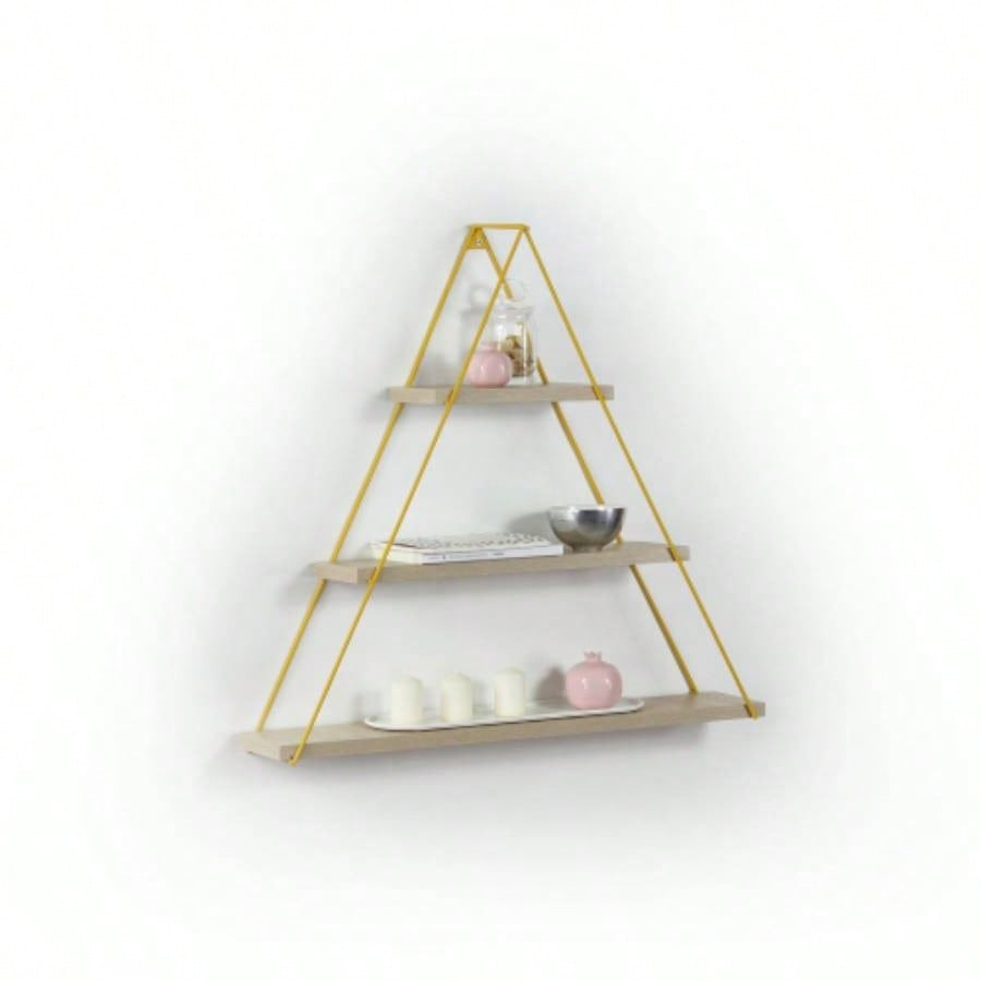 Moset Floating Wall Decor Wall Mounted Rustic Decorative Hanging Metal Bracket Shelf Books, Walnut/